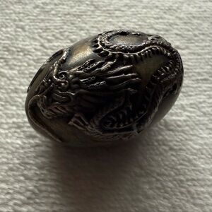 Dragon Carved Metal Egg Button or Pendant